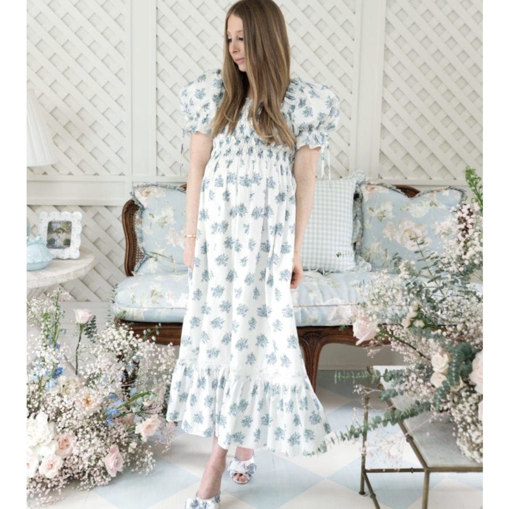 Antonio Melani x Born on Fifth Lottie Short Sleeve Smocked A-line Midi Dress
